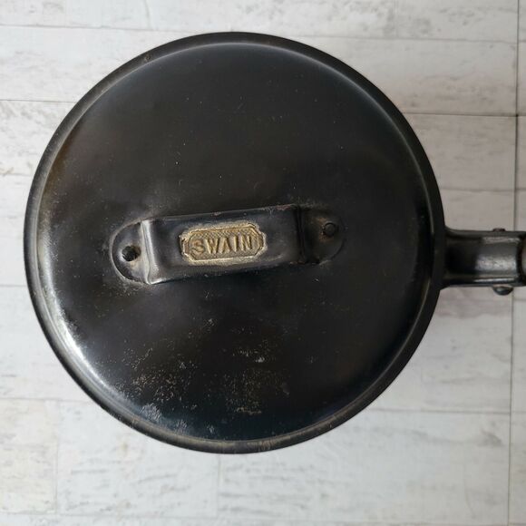 Antique Swain Cast Iron Pot Sauce Pan with Lid 3qt No 6 Long Handle Romany Gypsy - Picture 6 of 12